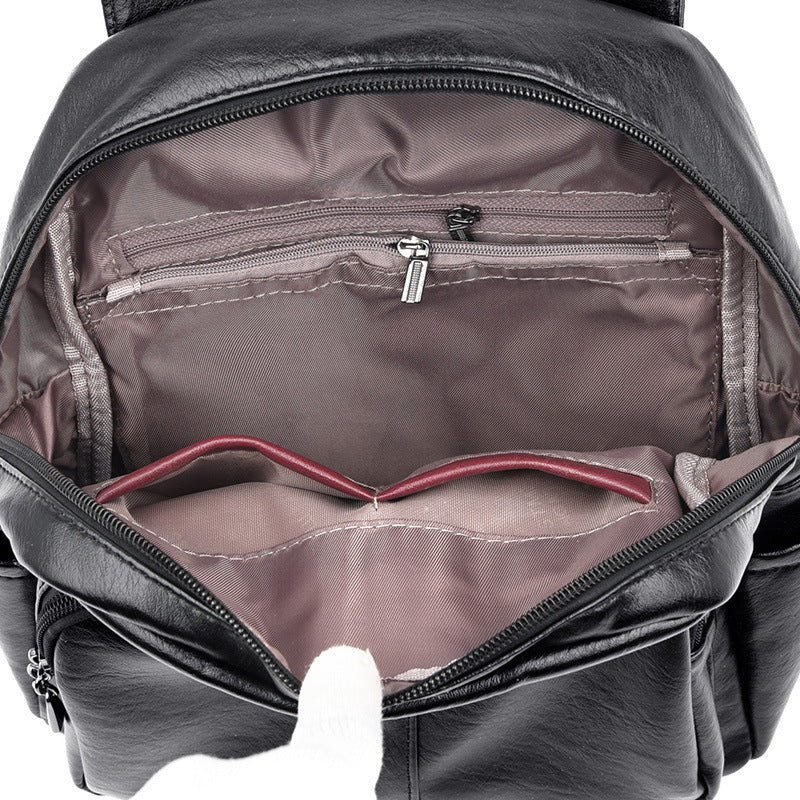 Sheepskin soft leather backpack