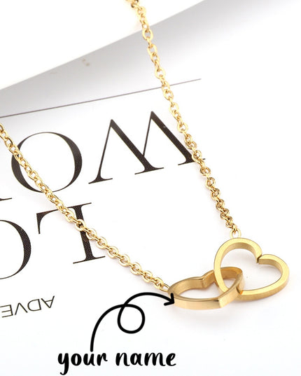 Stainless Necklace Heart-to-heart  (personalised)