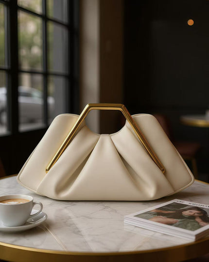 Womens Framed Pleated Cloud Bag