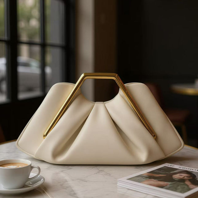 Womens Framed Pleated Cloud Bag