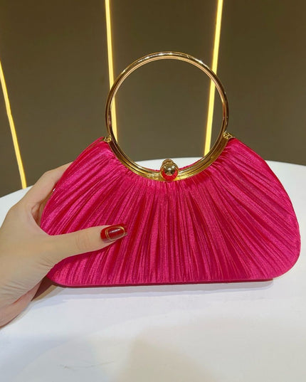 Satin Cheongsam Pleated Evening Clutch