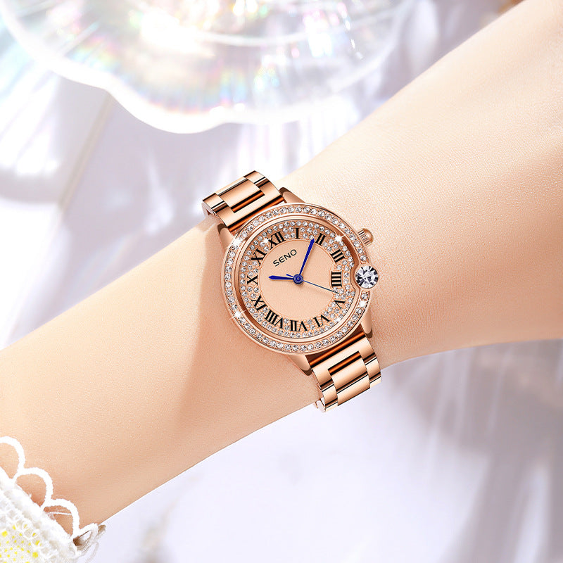 Full-Diamond Stainless Steel Waterproof Womens Watch