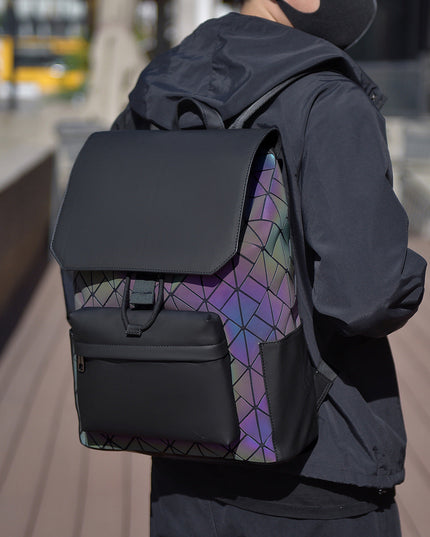 Diamond Pattern Men's Large Capacity Backpack