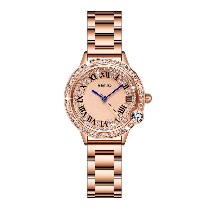 Full-Diamond Stainless Steel Waterproof Womens Watch