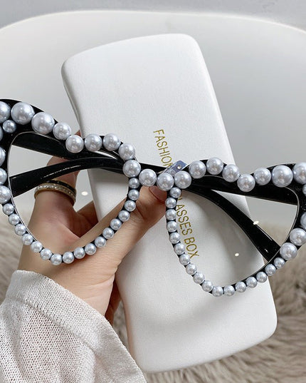 Big Frame Heart-shaped Pearl Sunglasses