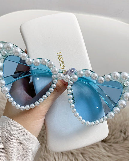 Big Frame Heart-shaped Pearl Sunglasses