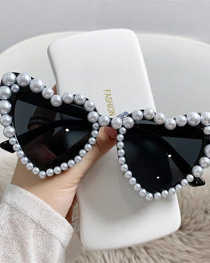 Big Frame Heart-shaped Pearl Sunglasses