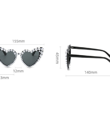 Big Frame Heart-shaped Pearl Sunglasses