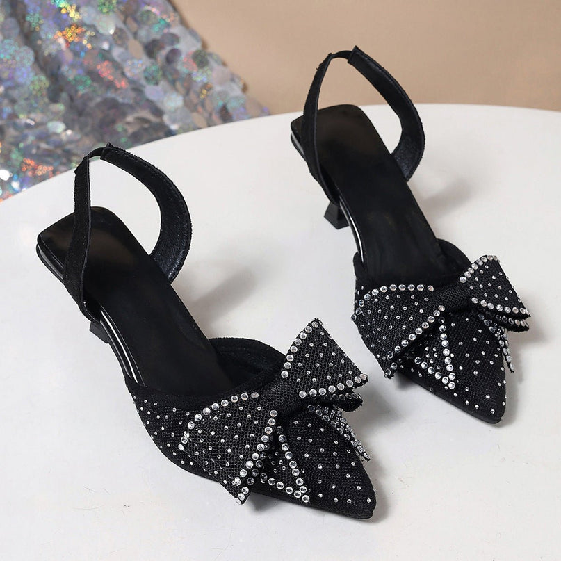 Bow Accent Pointed Heels - gaviara