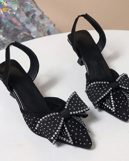 Bow Accent Pointed Heels - gaviara
