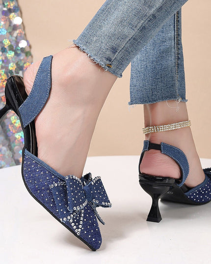 Bow Accent Pointed Heels - gaviara