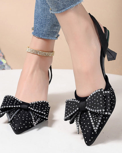 Bow Accent Pointed Heels - gaviara