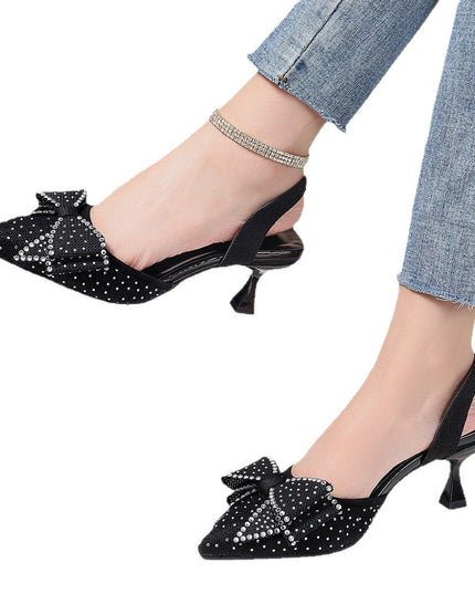 Bow Accent Pointed Heels - gaviara