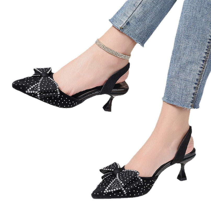 Bow Accent Pointed Heels - gaviara