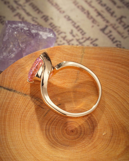 Copper Inlaid  Zircon Ring