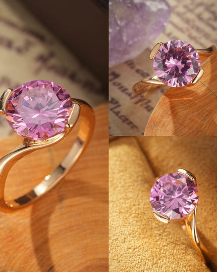 Copper Inlaid  Zircon Ring