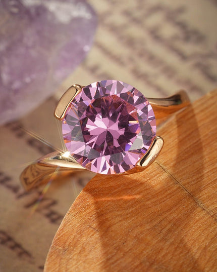 Copper Inlaid  Zircon Ring