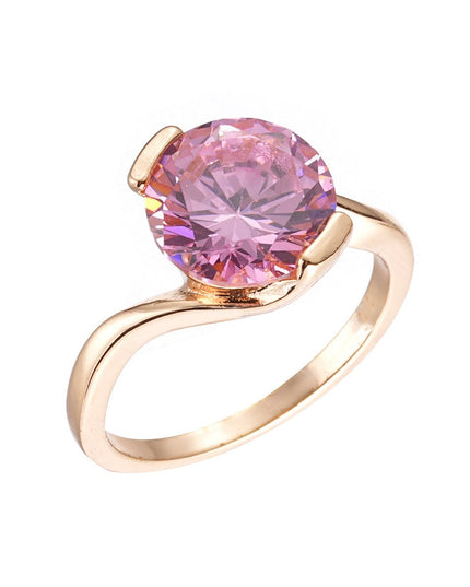 Copper Inlaid  Zircon Ring