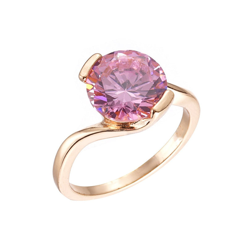 Copper Inlaid  Zircon Ring