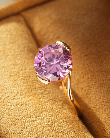 Copper Inlaid  Zircon Ring