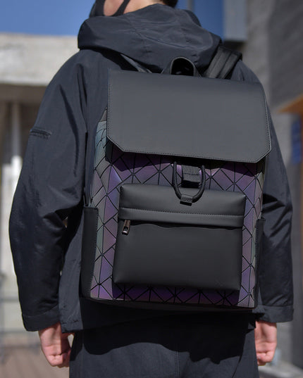 Diamond Pattern Men's Large Capacity Backpack