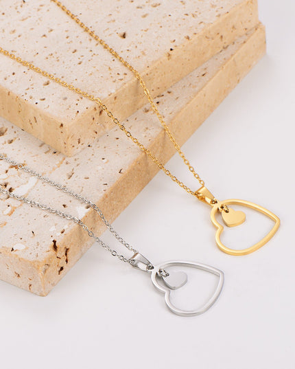 Double-Heart Stainless Necklace - gaviara
