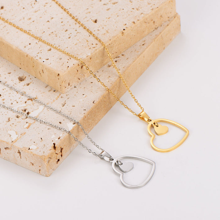 Double-Heart Stainless Necklace - gaviara