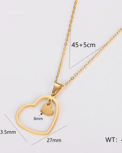 Double-Heart Stainless Necklace - gaviara