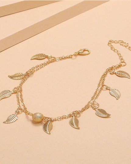 Double-Layer Bead & Tassel Anklets