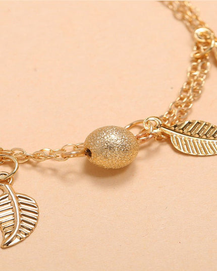 Double-Layer Bead & Tassel Anklets