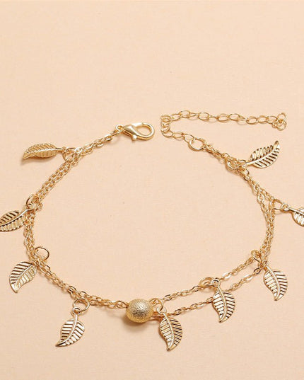 Double-Layer Bead & Tassel Anklets