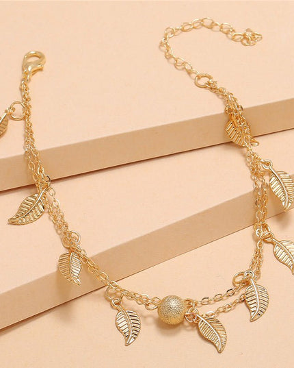 Double-Layer Bead & Tassel Anklets