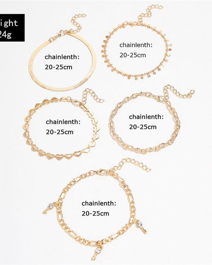 Fashion Heart Anklet Set