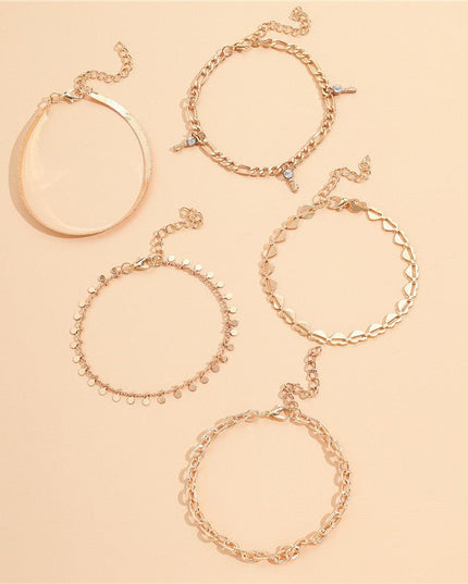 Fashion Heart Anklet Set