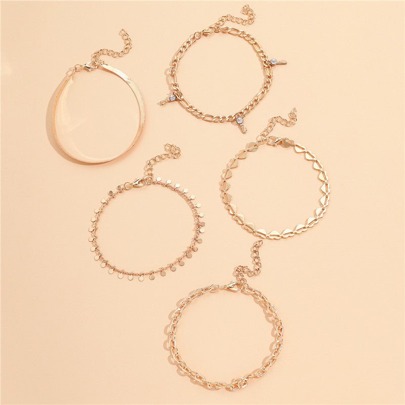 Fashion Heart Anklet Set