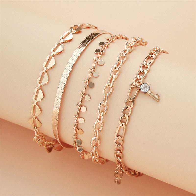 Fashion Heart Anklet Set
