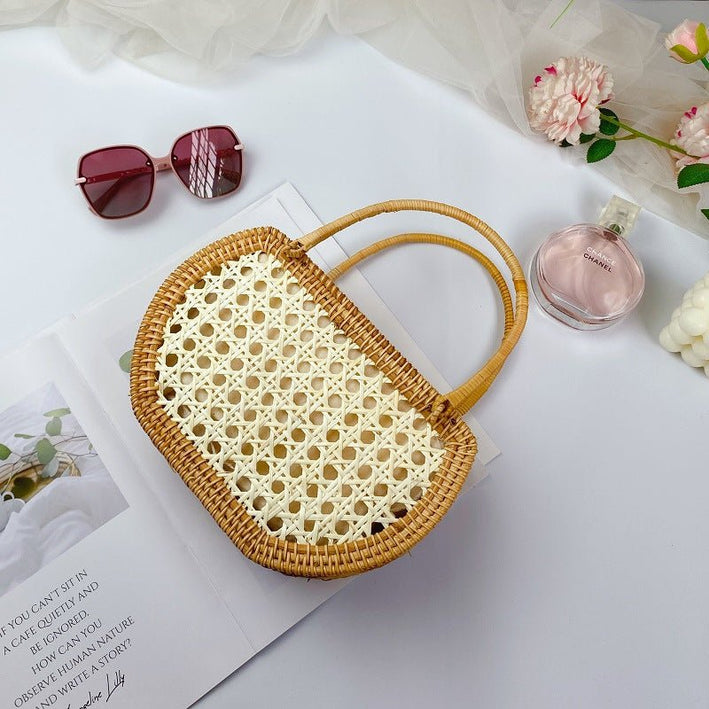 Fashion Vintage Woven Rattan Tote Bag