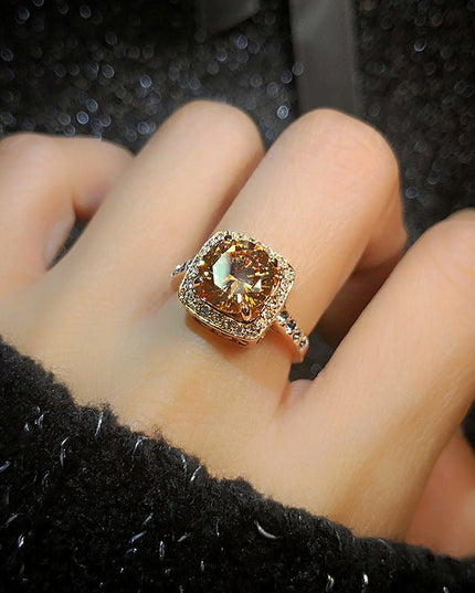 Gemstone Citrine Zircon Ring