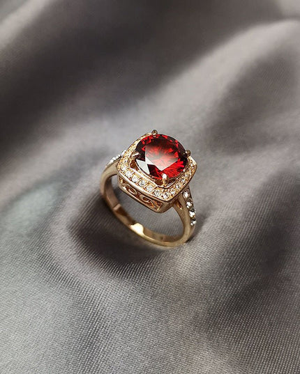 Gemstone Citrine Zircon Ring