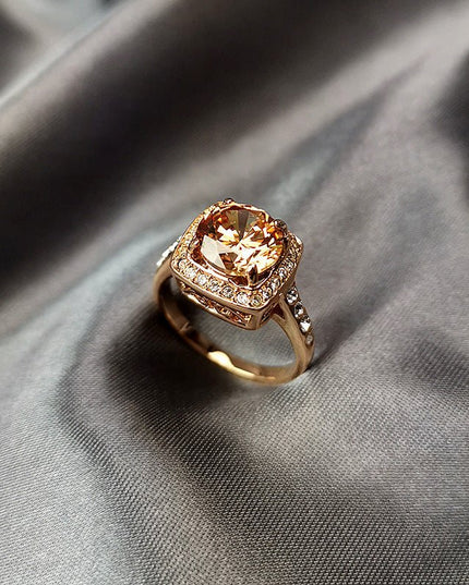 Gemstone Citrine Zircon Ring