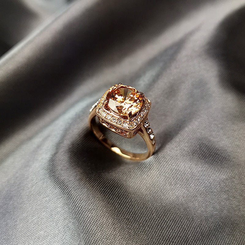 Gemstone Citrine Zircon Ring