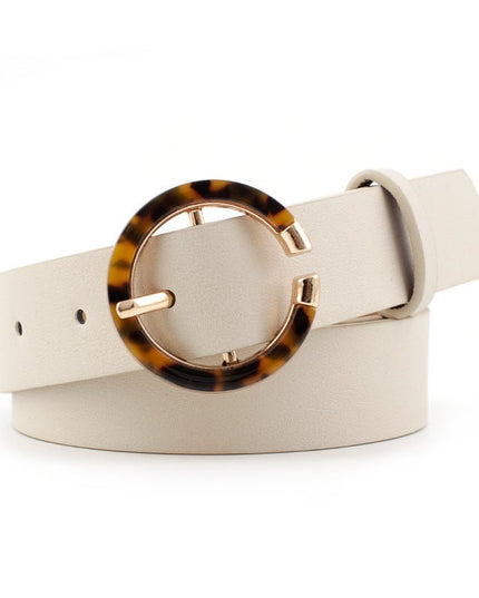Leopard print buckle belt