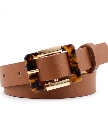 Leopard print buckle belt