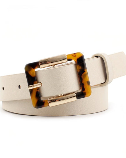 Leopard print buckle belt