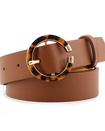 Leopard print buckle belt