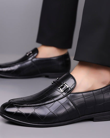 Men’s Plaid Leather Shoes - gaviara