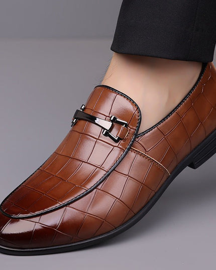 Men’s Plaid Leather Shoes - gaviara