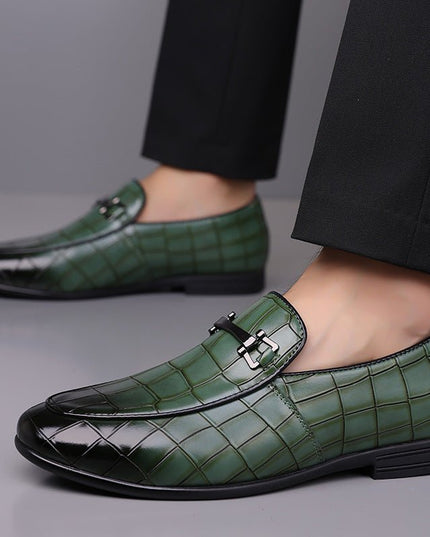 Men’s Plaid Leather Shoes - gaviara