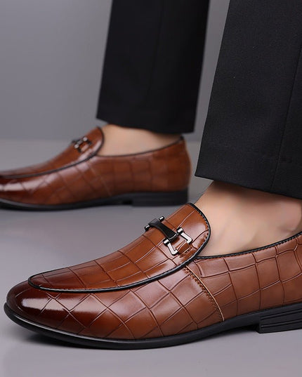 Men’s Plaid Leather Shoes - gaviara