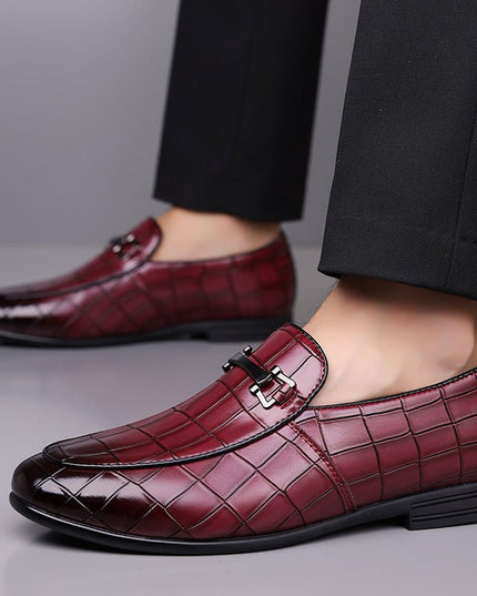 Men’s Plaid Leather Shoes - gaviara